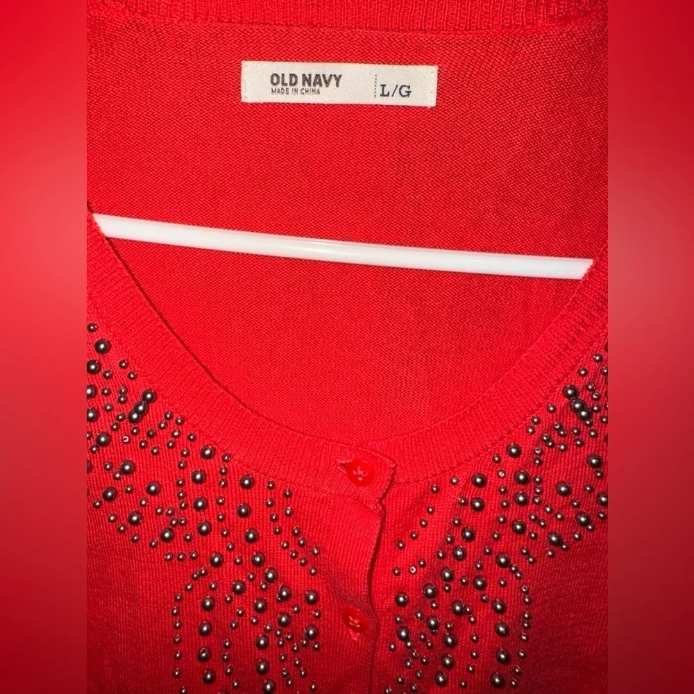 Old Navy red sweater cardigan - Picture 5 of 6